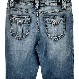 L.A. Blues Women's Size 12 Blue Stretch Bootcut Jeans Embellished‎ Flare Denim